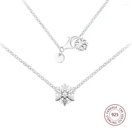 Chaines CKK Collier pendentif flocon étincelant 925 Bijoux en argent sterling pour les collares para mujer plata envio grais