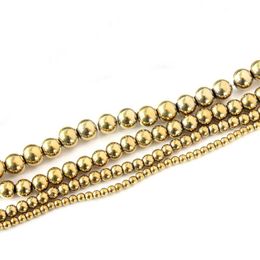 Kettingen CKysee Een Stuk Gouden Ronde Ketting Hematiet Materiaal Maat 4 6 8 10mm Dames Hals Ketting voor DIY Sieraden Making3192