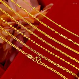 Cadenas Collar básico clásico para mujer Color oro amarillo Cadena de cuentas de onda de agua Gargantilla de clavícula Joyería de aniversario de boda Oro Amarillo