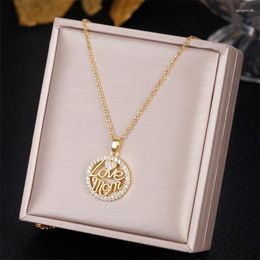 Chaînes classique charme amour maman anglais creux rond belle mère collier personnalité I fête des mères clavicule chaîne cadeau