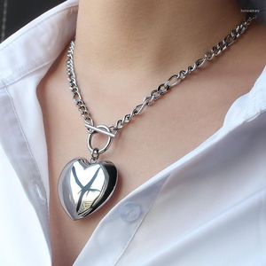 Chaînes classique Couple coeur pendentif ruban collier 46 cm grand avec chaîne lien pour femmes homme cadeau