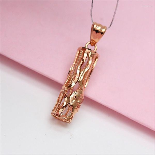 Cadenas Diseño clásico 585 Chapado en oro púrpura 14K Rosa Estilo chino Colgante de bambú Collar Cadena de clavícula Joyería para mujer