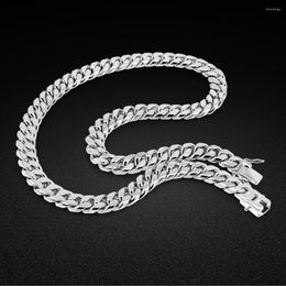 Chains Klassieke 925 sterling zilveren herenketting Miami Cubaanse ketting 22-28 inch met geschenkdoos