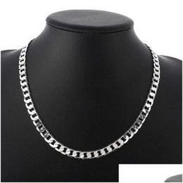 Chaînes Classique Mens Sier Chaîne Colliers Haute Qualité Bijoux Personnalité 1624 Pouces 8Mm Collier De Mode Cadeaux De Noël Drop Deli Dh34L