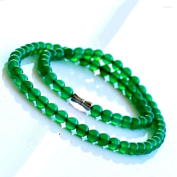 Cadenas Classic retro de collar de piedra semiprecioso de color verde mujeres de 6 mm de cuentas de cuentas Joyas de gafas de bricolaje Bijoux femme ln031540