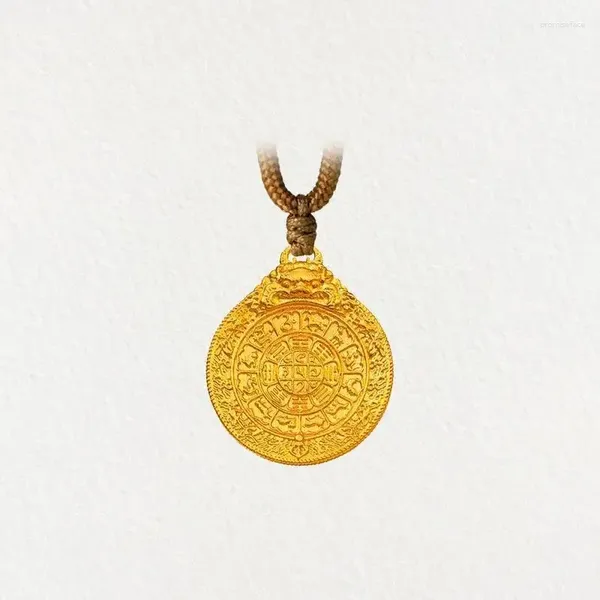 Chaînes Classiques Tibétains Style Nine Court Huit Trigrammes Colliers circulaires exquis Ordans d'or