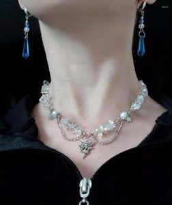 Chaînes Quartz Clair Fairycore Collier Fée Papillon Y2k Grunge Lolita Cristaux Magique Sorcière Wicca Énergie Amour Cadeau Bijoux Faits À La Main