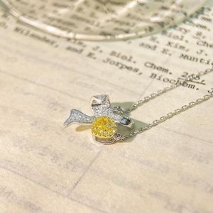 Chaînes CNZX2023 Pur 18K Bijoux en or G18K Nature naturelle Diamants jaunes 0,260ct Pendentifs Colliers de pierres précieuses pour femmes