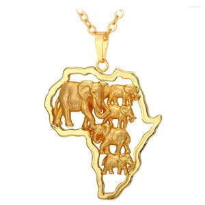 Collar de cadenas con mapa africano, collares de elefante, colgantes de Color dorado/plateado, venta al por mayor, collar de joyería para hombre de la suerte de África para mujer P147