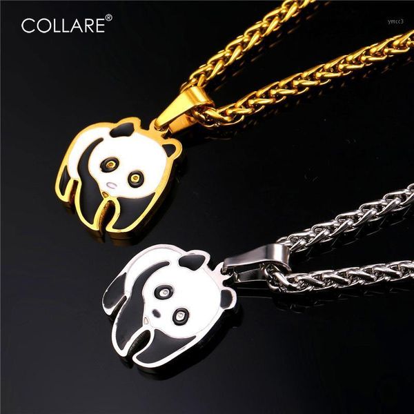 Chaînes Collare Panda Pendentif En Acier Inoxydable Or Couleur Anime Accessoires En Gros Animal Bijoux Signe Chinois Collier Femmes P132