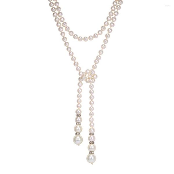 Chaînes Collare Simulé Perle Long Collier Femmes Cristal Perle Chandail Chaîne En Gros Cadeau De Mariage N034