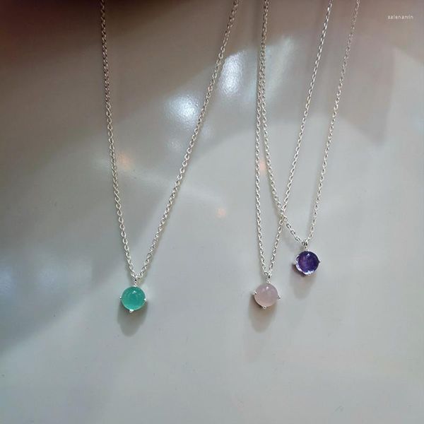 Chaînes couleur bonbons gelée collier de mode fille douce chaîne de clavicule mignonne perle ronde femme gothique colliers