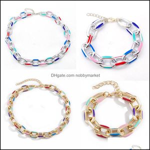 Ketens kleur druppelolie ketting voor vrouwen goud sier dikke dikke slot choker ketting kettingen armband set groothandel pakketten drop levering ot0uc