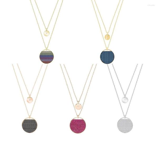 Chaînes Couleur Ronde Raquette De Tennis Pendentif Personnalité Deux-en-Un Paire Collier Dame Romantique Cadeau D'anniversaire