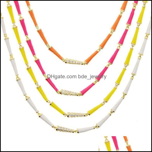 Cadenas Colorf Rainbow Mujeres Gargantilla Geométrica Neón Esmalte Cono En Forma De Encanto Cadena De Enlace Collar De Moda Cadenas Drop Entrega Joyería N Dhiko