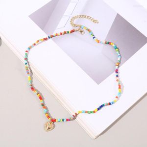 Kettingen kleurrijke kralen Initiële choker voor vrouwen roestvrijstalen brief hangdanger ketting fashion shell hart sieraden boho accessoires