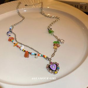 Cadenas collar de piedra bohemio colorido 2023 accesorios de estilo étnico Natural de moda cadena de cuello colgante