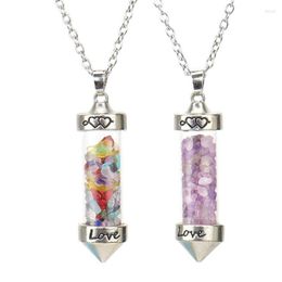 Chaînes Gravier coloré souhaitant bouteille Reiki guérison cristal pierre naturelle améthyste aventurines chakra collier pour femmes bijoux 245a