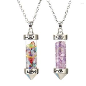 Chaînes Gravier coloré souhaitant bouteille Reiki guérison cristal pierre naturelle améthyste aventurines chakra collier pour femmes bijoux248u