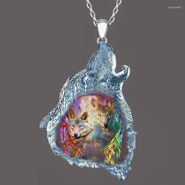 Chaînes Coloré Neutre Pendentif Collier Tendance Mystérieux Sauvage Dominant Animal Loup Groupe Bijoux Fête Anniversaire