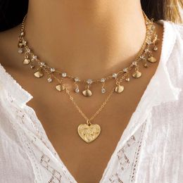 Cadenas Conch Seashell Collar Mujer Verano Playa Shell Collar Gargantilla Bohemio En forma de corazón Moneda Rhinestone Collares Joyería al por mayor