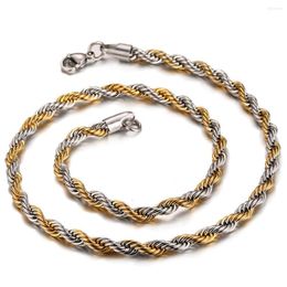 Cadenas Cool 316L Acero inoxidable Color oro-plata Cadena de cuerda torcida Collar Regalo de joyería para hombres Mujeres Niños 4 mm / 6 mm de ancho