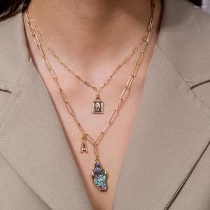 Chaînes Cool Multi-Couche Mode Serrure Cylindre Beauté Tête Pendentif Couleur Abalone Shell Collier Femme