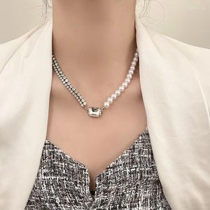 Chaînes Cool Sweet Strass Géométrique Colliers Perles Design Patchwork Français Collier Bijoux Pour Femmes