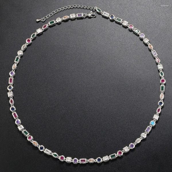 Chaînes Cuivre Candy Bracelet Simplicité Couleur Forme Géométrique Collier Irrégulier Galvanoplastie Zircon Cubique