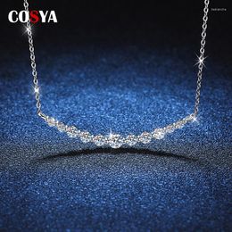 Cadenas COSYA 1,1 Moissanite colgante collar S925 plata esterlina D completo diamante collares sonrisa para mujer fiesta joyería fina