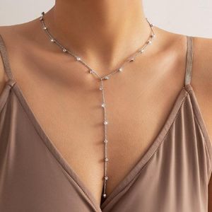 Chaînes Cosysail Simple Long gland collier pour femmes Egirl minimaliste cristal chaîne harnais Bikini poitrine bijoux de corps