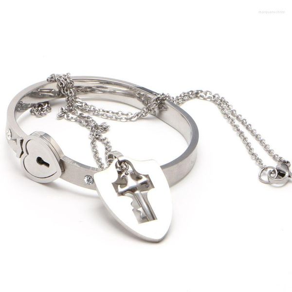 Cadenas Pareja para titanio Acero Lock Brazalete Pulsera Llave Colgante Collar Amor S 40GB