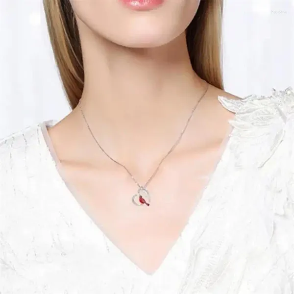 Chaînes Couple Collier Coeur Forme Rouge Oiseau Lune Pendentif Femmes Bijoux Saint Valentin Cadeau Amant Chandail Chemises Tout Match