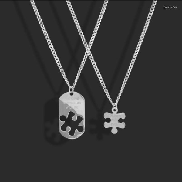 Chaînes Couple Puzzle Collier Pendentif Personnalisé Amusant Chaîne Hip Hop Tendance Coréen Créatif