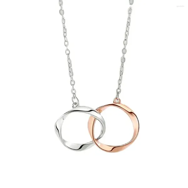 Chaînes Couple Rose Gold Pendentifs 925 Sterling Argent Original Collier Pour Femmes Hommes Double Lien Bijoux De Luxe Cadeaux De Noël Vente