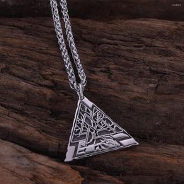 Chains Creative Design Triangle Tree du monde Yggdrasil Collier vintage en acier inoxydable nordique Amulet Runic Pendant bijoux