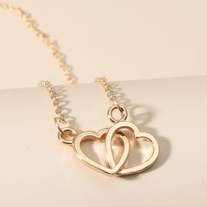 Ketens creatieve holle liefde ketting dubbele perzik hart sleutelbeen keten metaal jubileumdag accessoires Girlfriend Gift