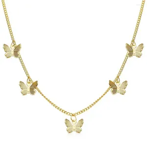 Chaînes créatives à une seule couche en cuivre Collier de papillon style féminin avec collier géométrique rétro