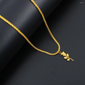 Ketens creatieve roestvrij staal goud kleur popcorn rozenhanger ketting voor vrouwen esthetisch sleutelbeen joodse cadeau
