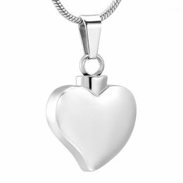 Cadenas Cremación Urna Colgante para mujeres Collar de recuerdo Sólido Corazón en blanco Acero inoxidable Memorial Cenizas Joyería Engravable1256V