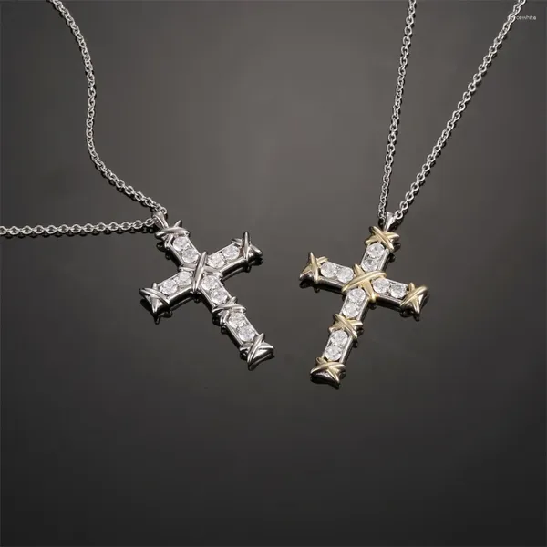 Chaines Cross 925 Collier de zircone en argent sterling