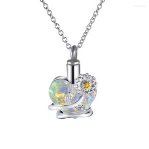 Chaînes cristal urne collier fleur coeur mémorial souvenir pendentif pour toujours dans mon porte-cendres crémation bijoux pour cendres