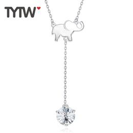 Chaînes cristaux autrichiens 925 en argent Sterling collier ras du cou éléphant strass pendentif colliers pour femmes bijoux cadeau