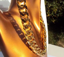 Ketens Cubaanse stoepelketen 22k 23k 24k Thai Baht Gold GP ketting; Zware 108 gram sieraden 4 mm