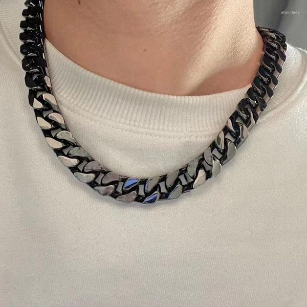 Chaînes Cubain Hommes Collier Noir Gras 2023 Punk Charme Bijoux En Acier Inoxydable Cadeau D'anniversaire Japon Corée En Gros