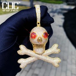Cadenas CUC Men Collar colgante de forma de cráneo para mujeres Cobre Charm Bling Rojo Cadena Hiphop Fashion Rock Jewelry Gift