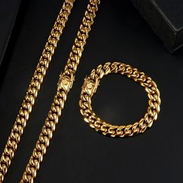 Chaînes gourmette cubaine lien chaîne pour femmes hommes 2022 mode acier inoxydable Hip Hop collier or argent couleur Bracelet bijoux chaînes