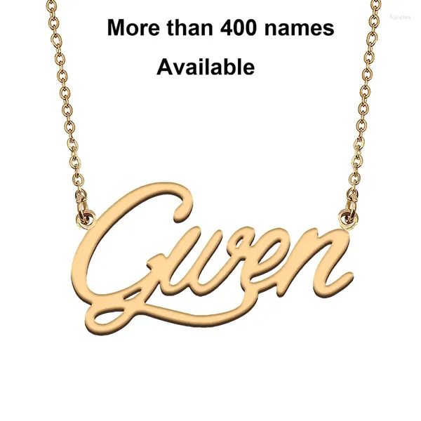 Cadenas cursivas letras iniciales nombre collar para Gwen fiesta de cumpleaños Navidad año graduación boda regalo del día de San Valentín