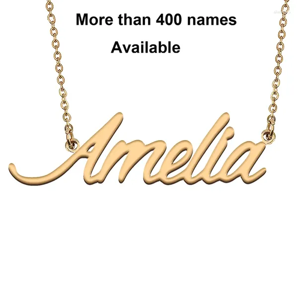 Cadenas con letras iniciales cursivas, collar con nombre para Amelia, fiesta de cumpleaños, Navidad, año de graduación, boda, regalo del Día de San Valentín