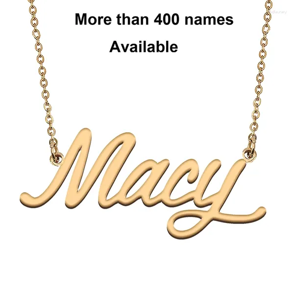 Cadenas con letras iniciales cursivas, collar con nombre para Macy, fiesta de cumpleaños, Navidad, año de graduación, boda, regalo del Día de San Valentín